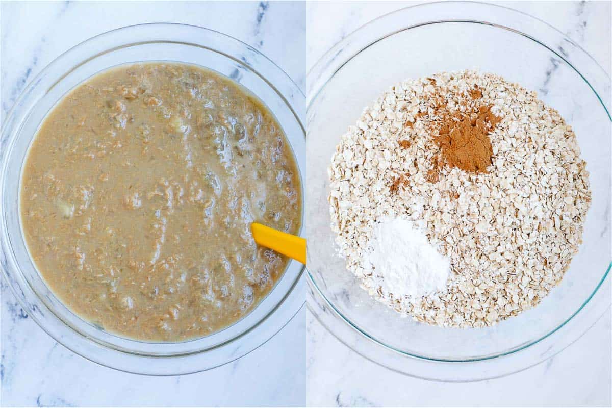 how to mix the chocolate chip baked oats batter.
