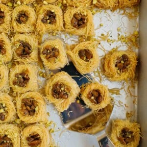 baklava bird nest after baking