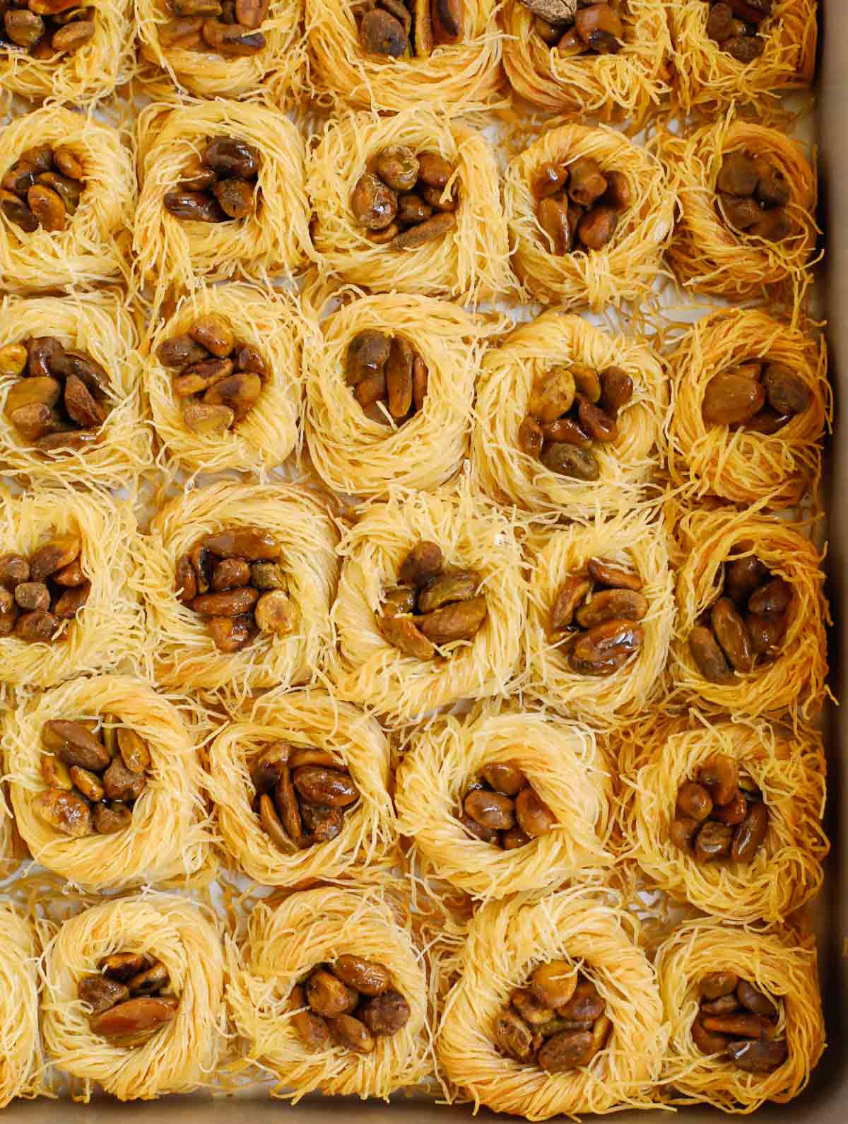 baklava bird nest after baking