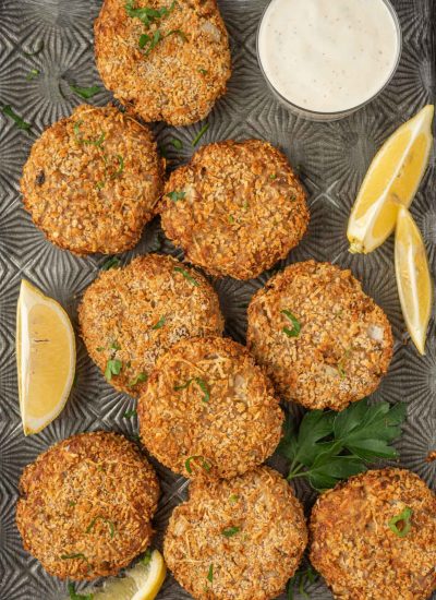 Air fryer tuna patties ready for serving.