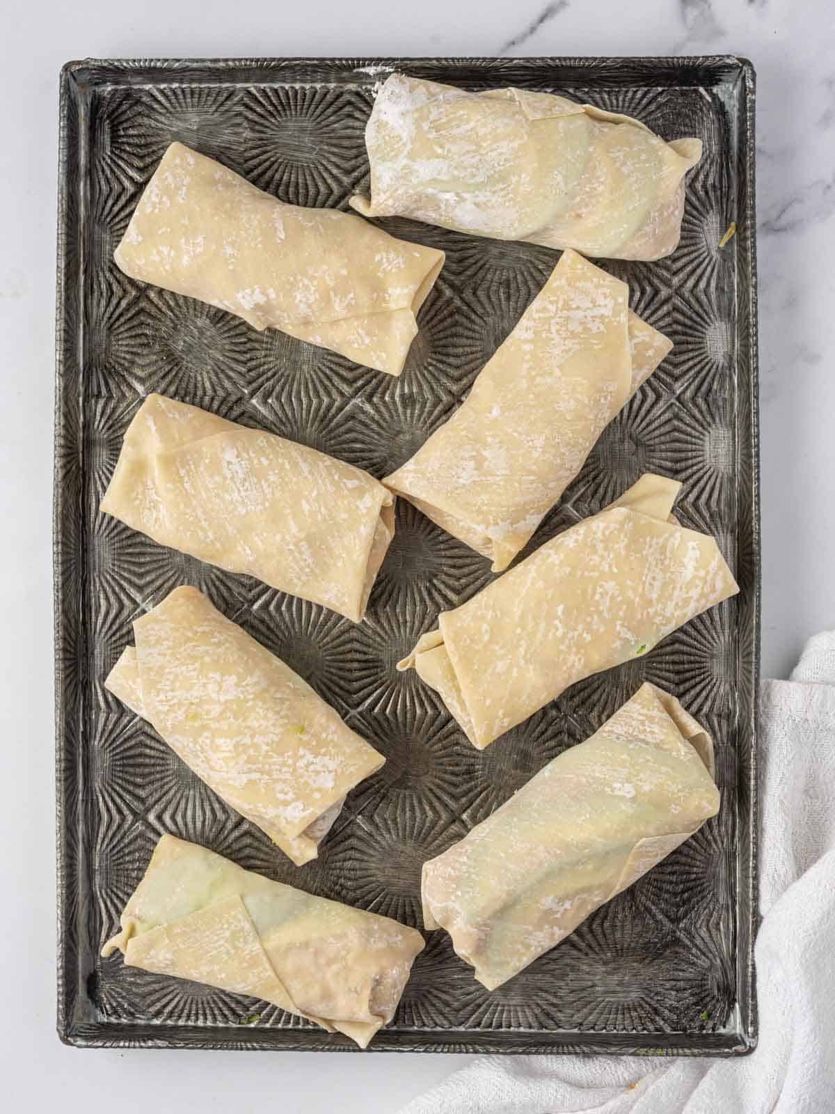 Before photo of air fried egg rolls.