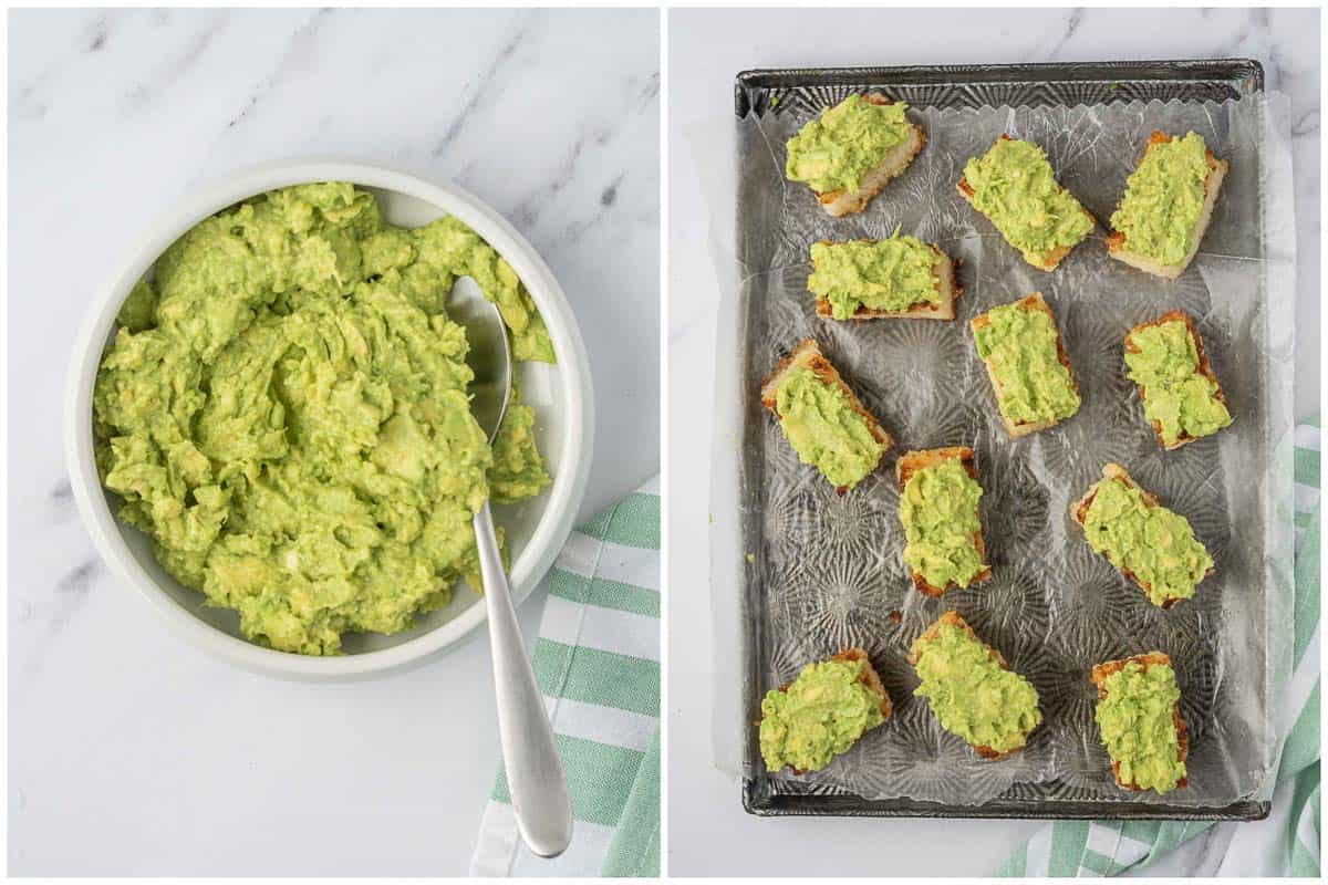 Avocado mixture for salmon crispy rice.