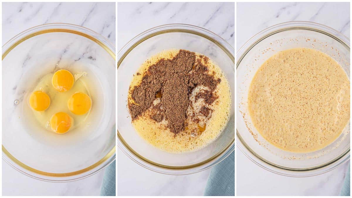 How to mix the wet ingredients for low carb sandwich bread.