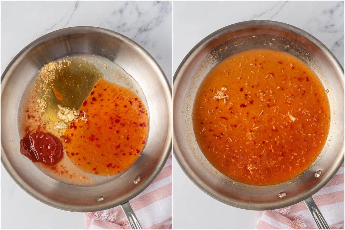 Process for making firecracker shrimp sauce recipe.