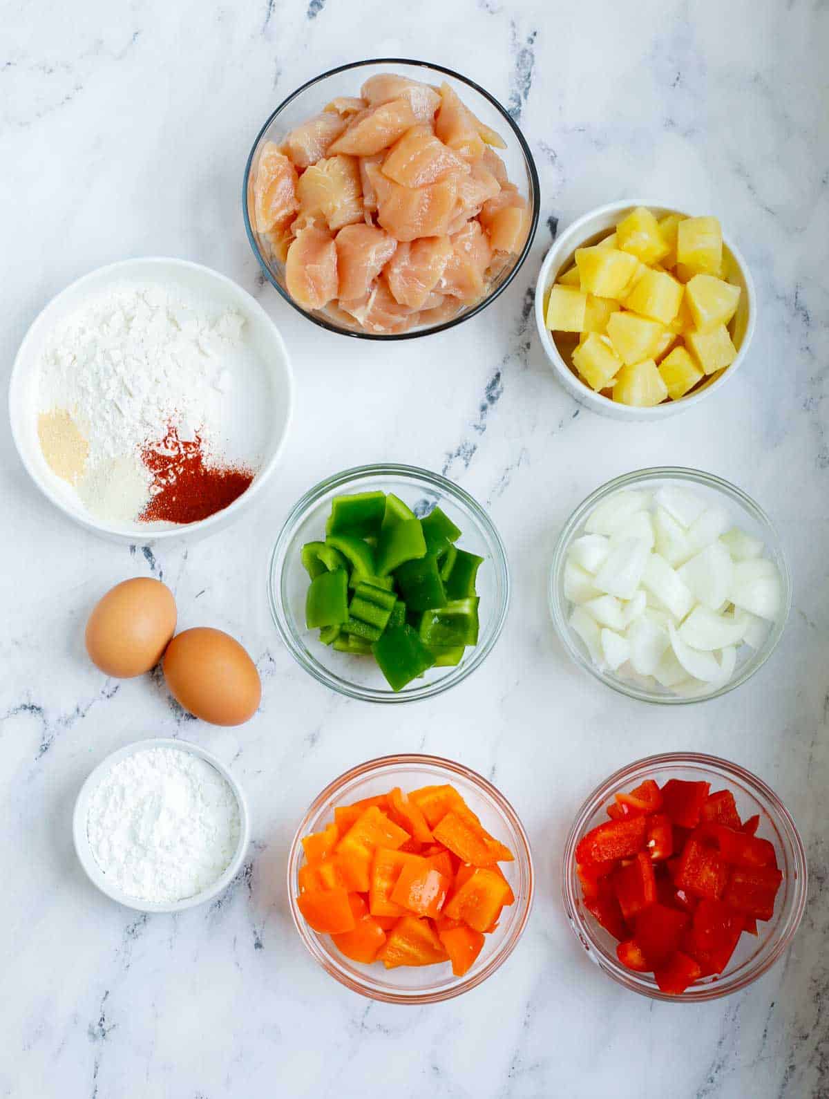 Ingredients needed for Homemade sweet and sour chicken