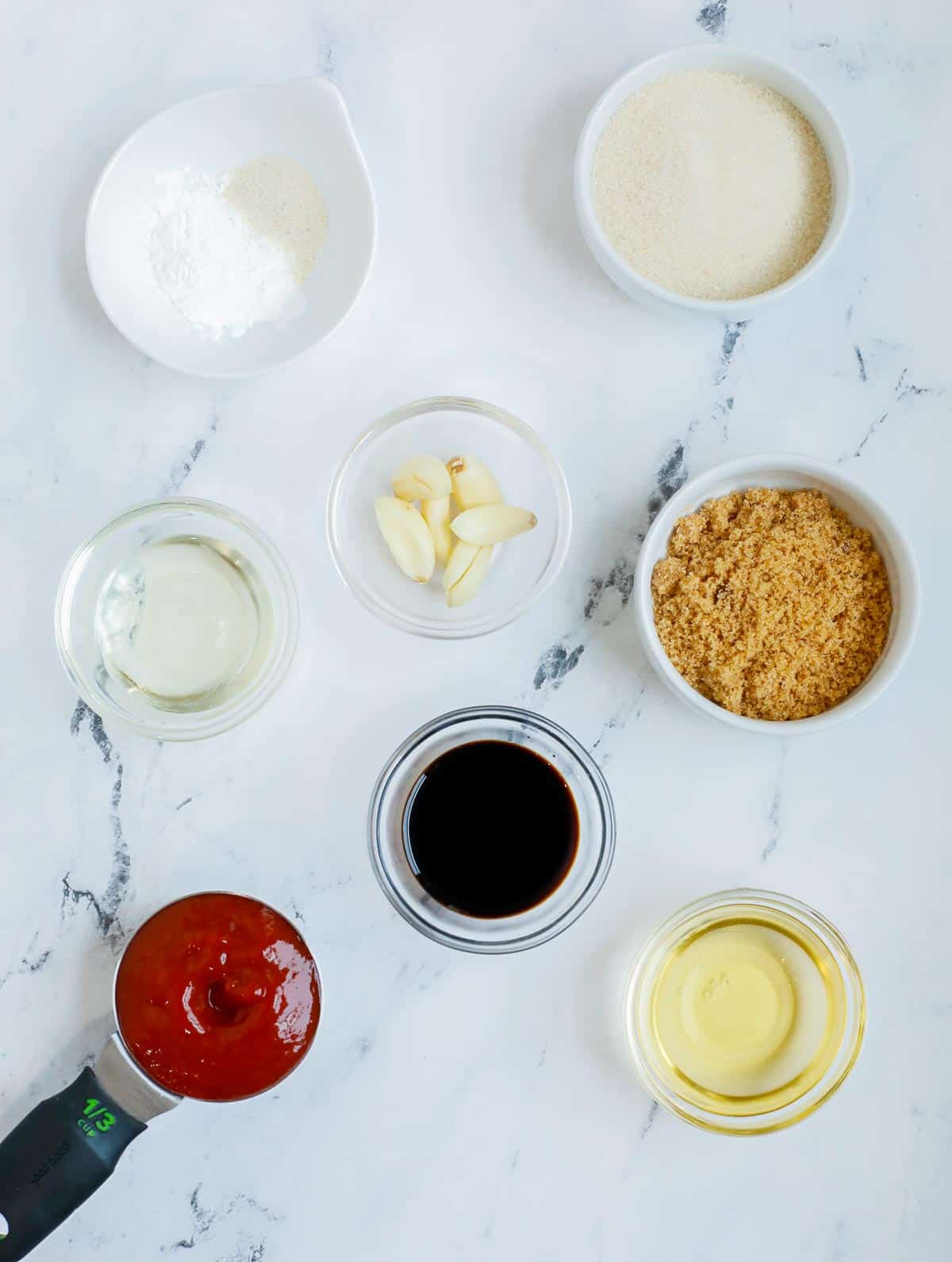 Ingredients for homemade sweet and sour sauce