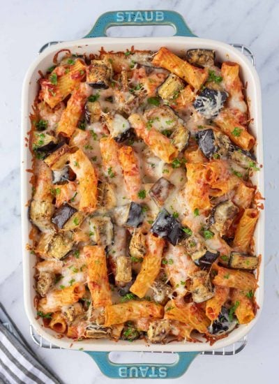 Top view of an eggplant casserole.