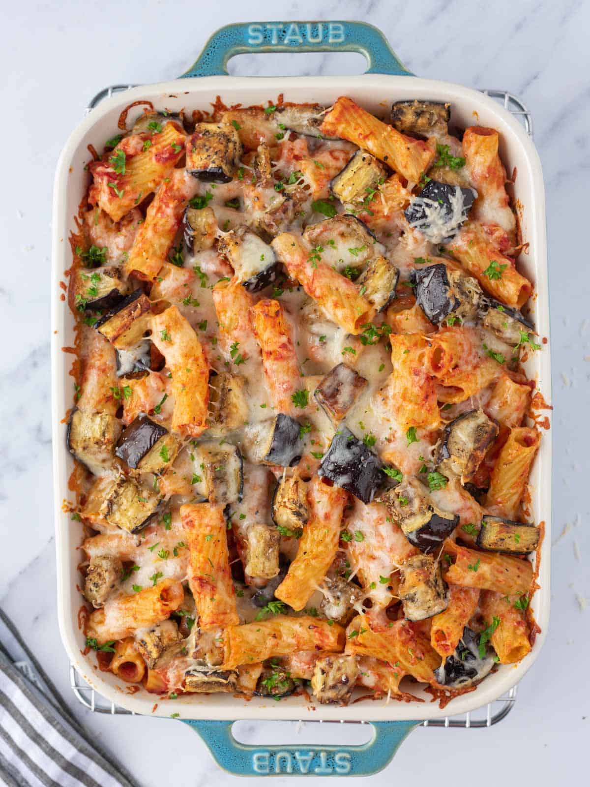 Top view of an eggplant casserole.