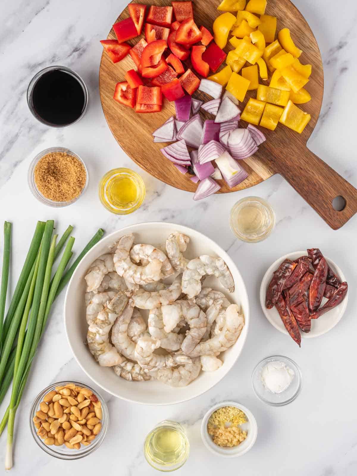 Ingredients needed for Kung Pao Shrimp Recipe.