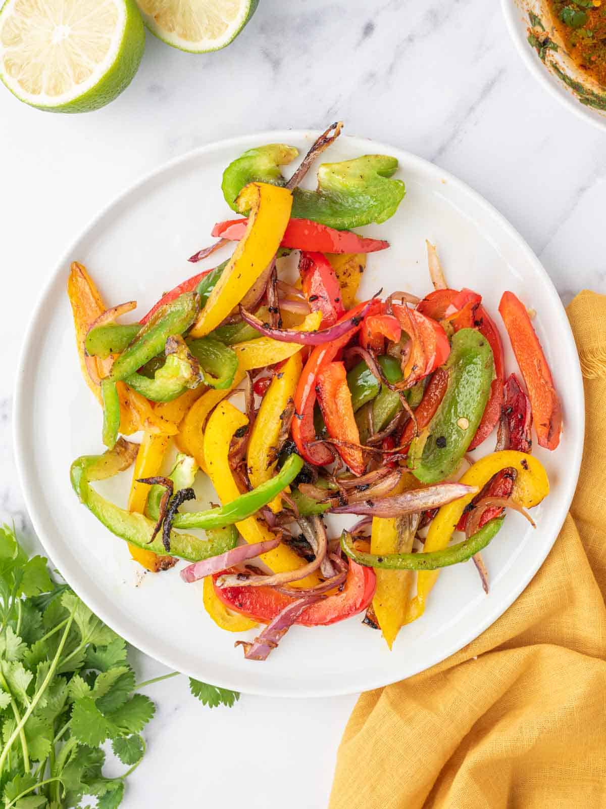 Veggies for chicken fajita salad.