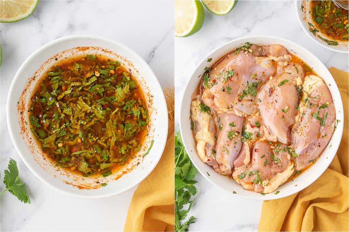 Marinade and dressing for cilantro lime grilled chicken.
