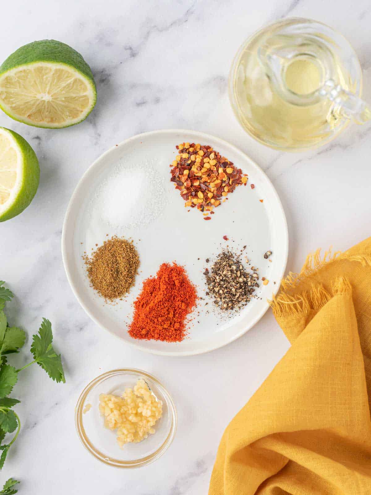 Cilantro lime marinade and dressing ingredients.