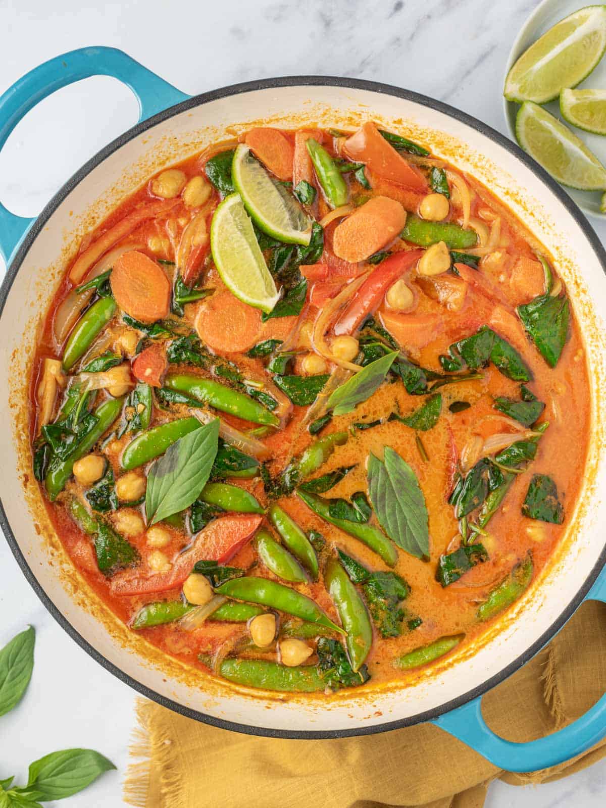 A pot of authentic thai red curry.