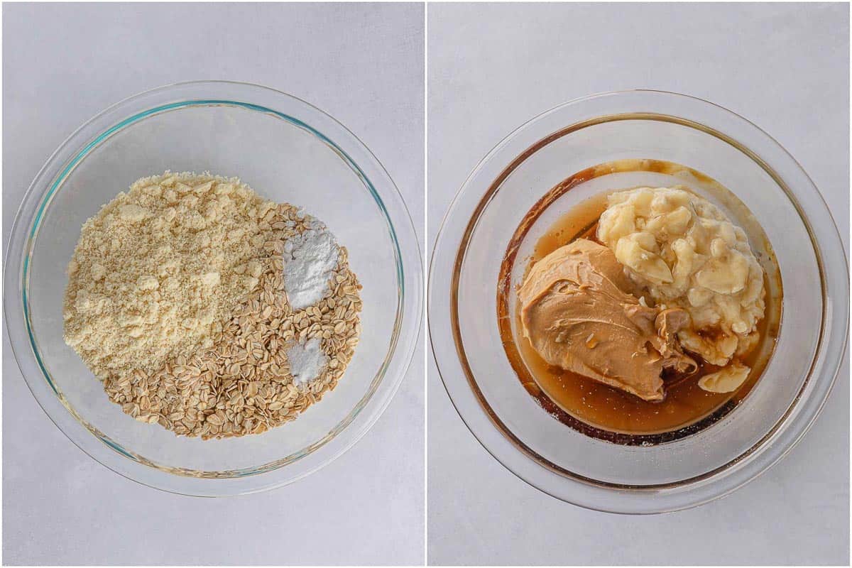 Mixing the oatmeal crust for oatmeal breakfast bars.