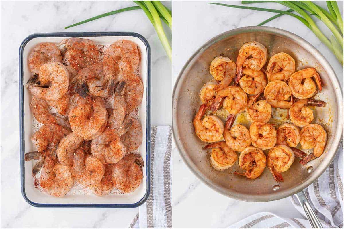 How to sautee shrimp for an easy shrimp salad recipe.