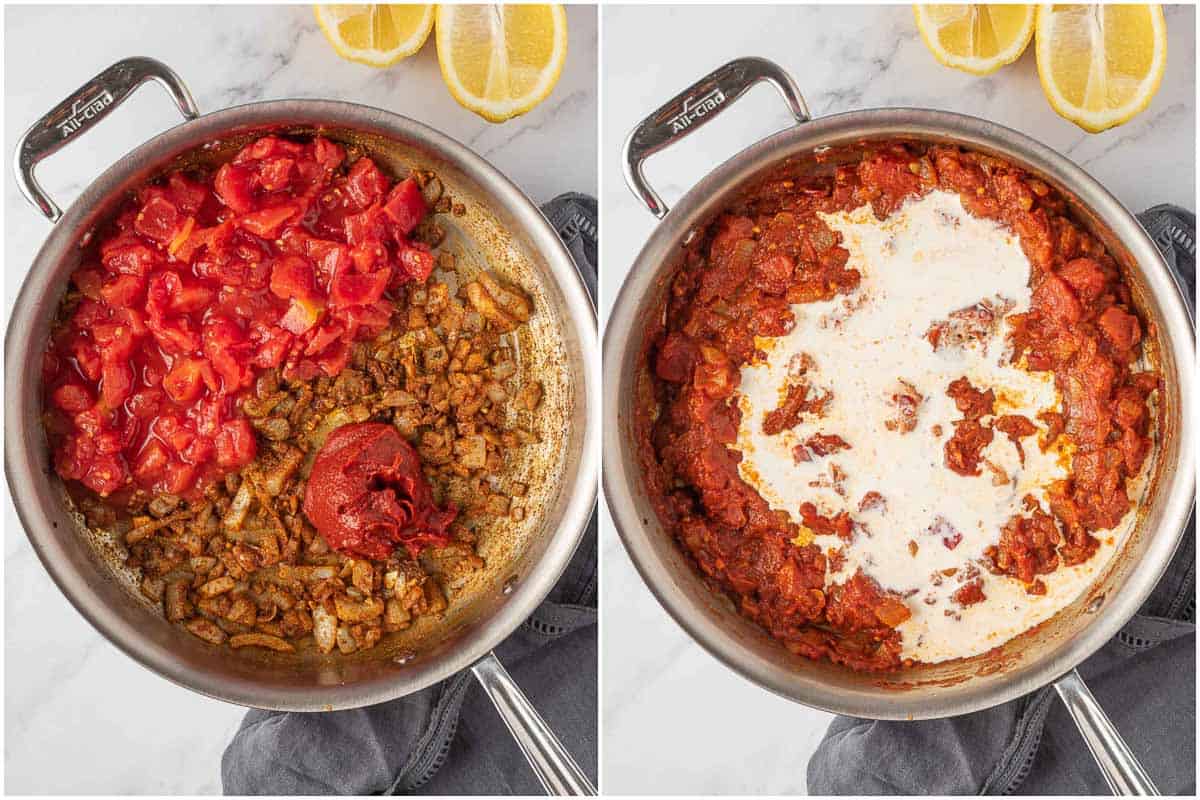 Process for making creamy tomato tikka masala.