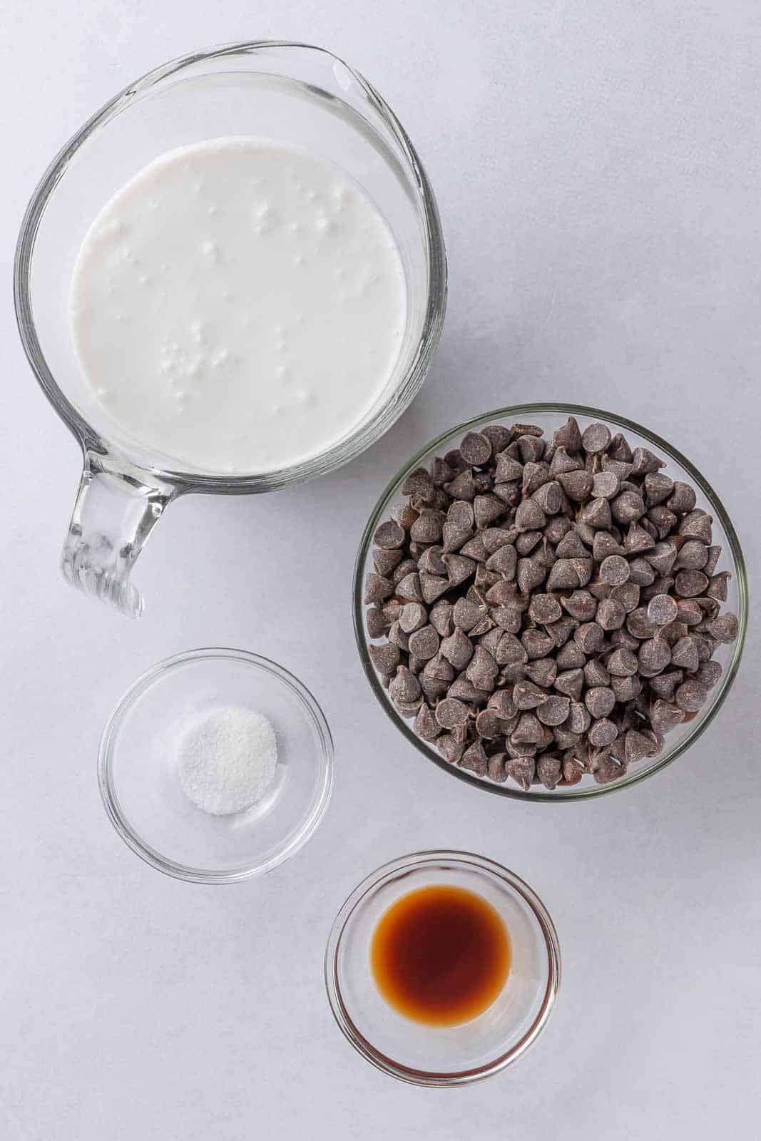 Ingredients needed for dairy free chocolate pie filling.