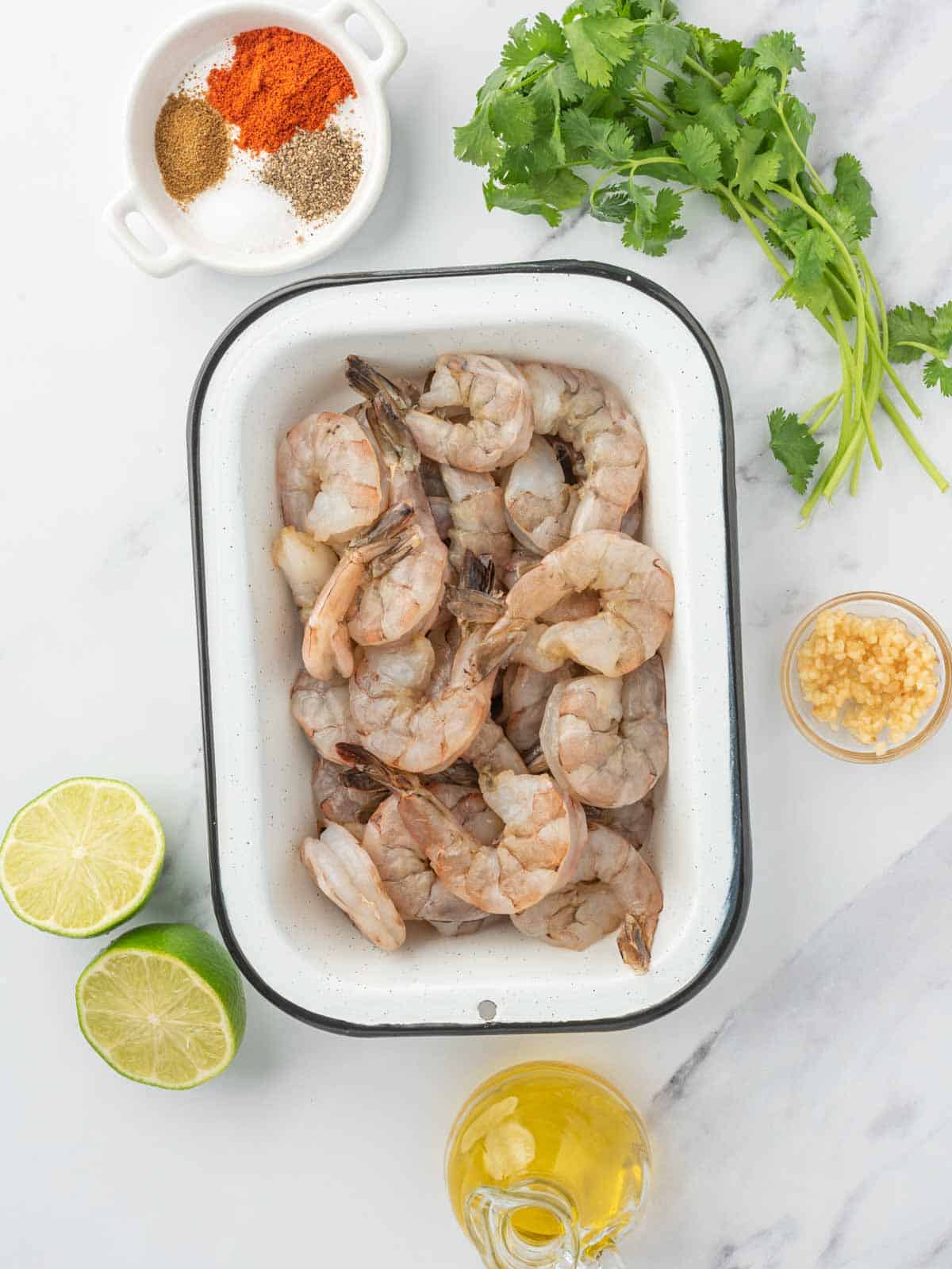 Ingredients needed for chili lime shrimp.