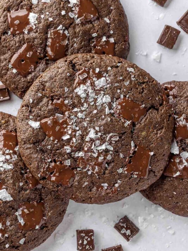 close up of a plant based cookies in a pile.