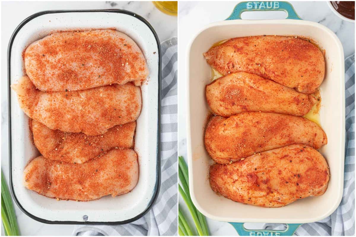 Well seasoned oven baked bbq chicken breast.