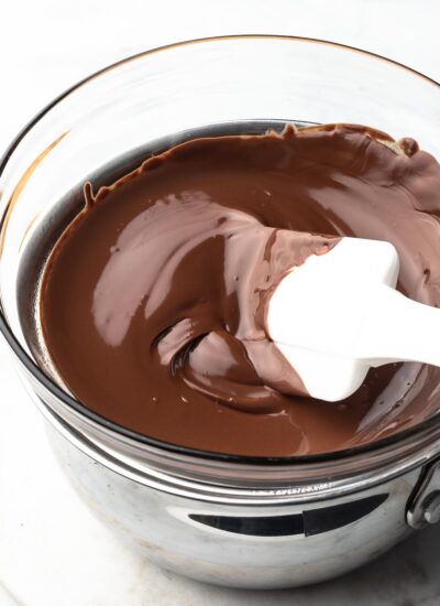 melted chocolate in a double boiler