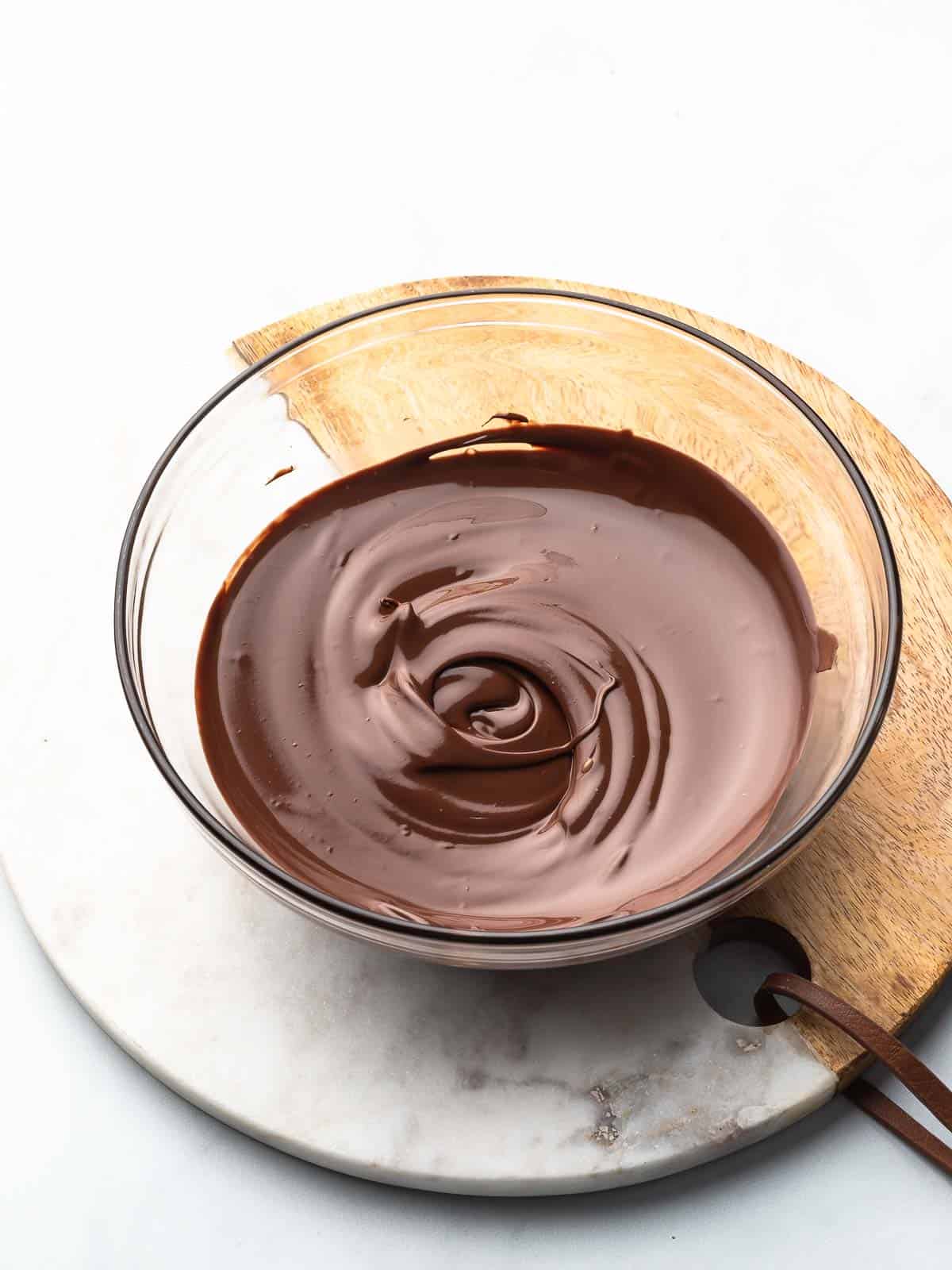 microwave melted chocolate in a bowl.