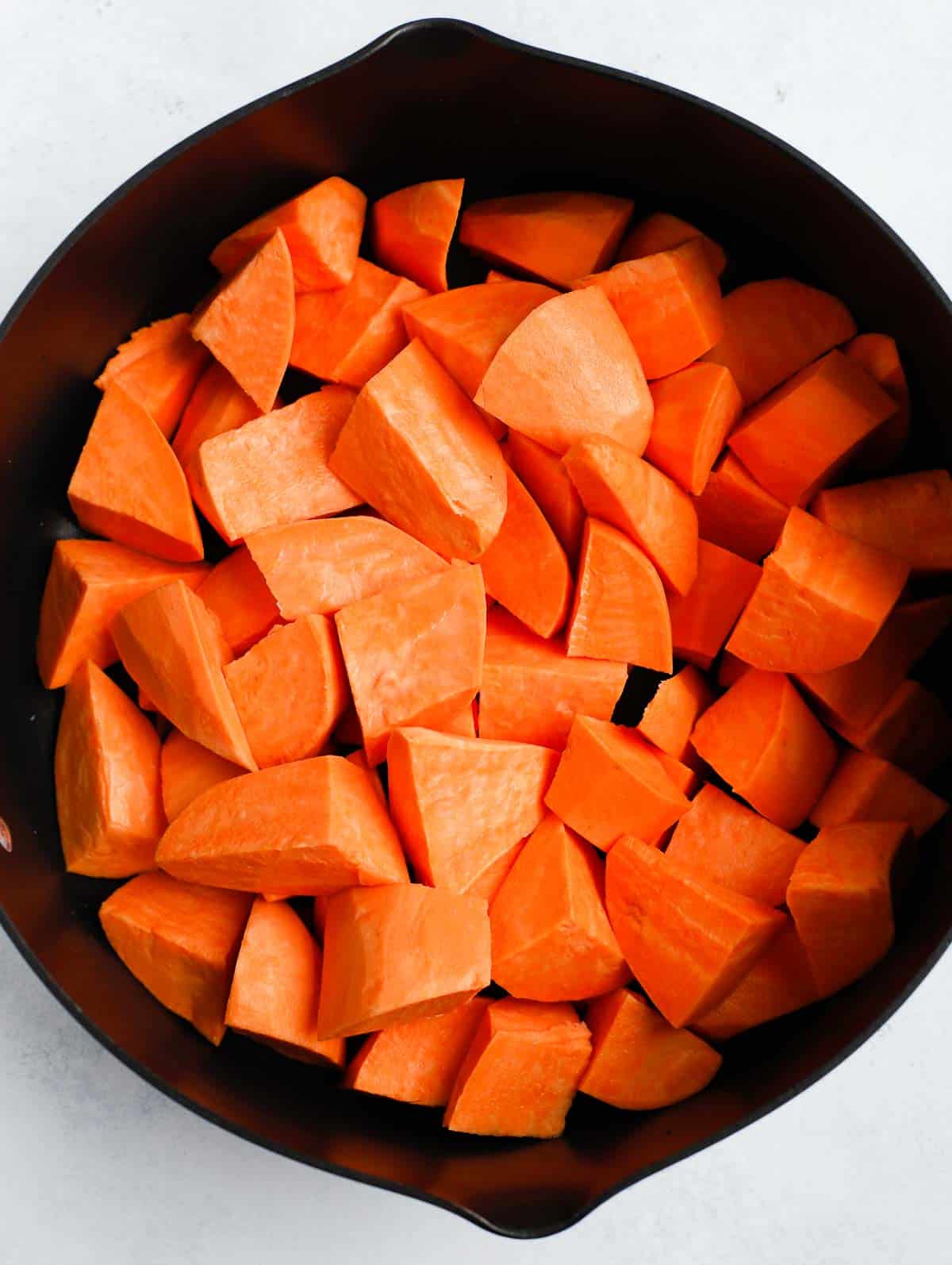 sweet potato cubes in a pot