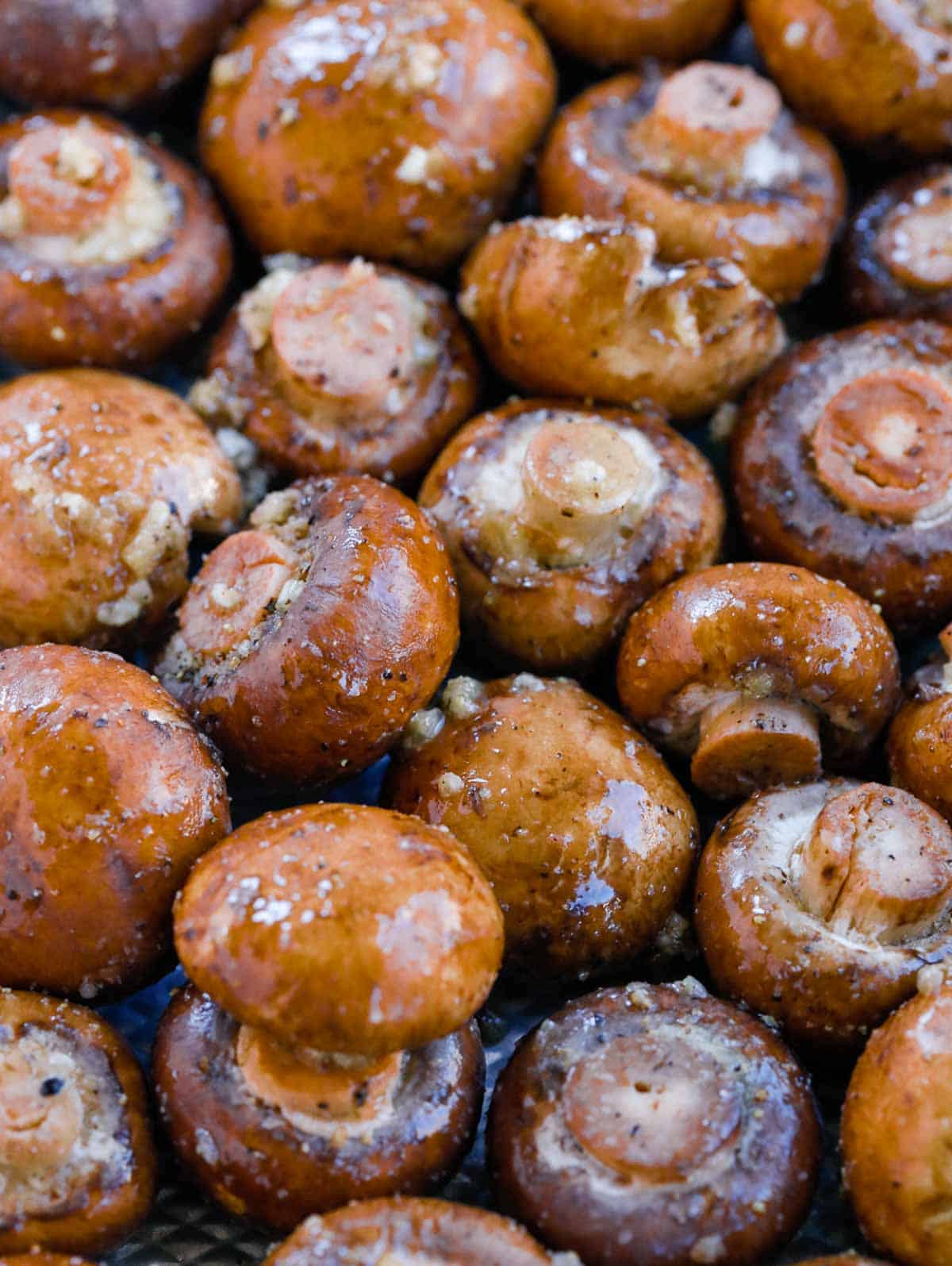 roasted garlic mushroom on a sheet pan