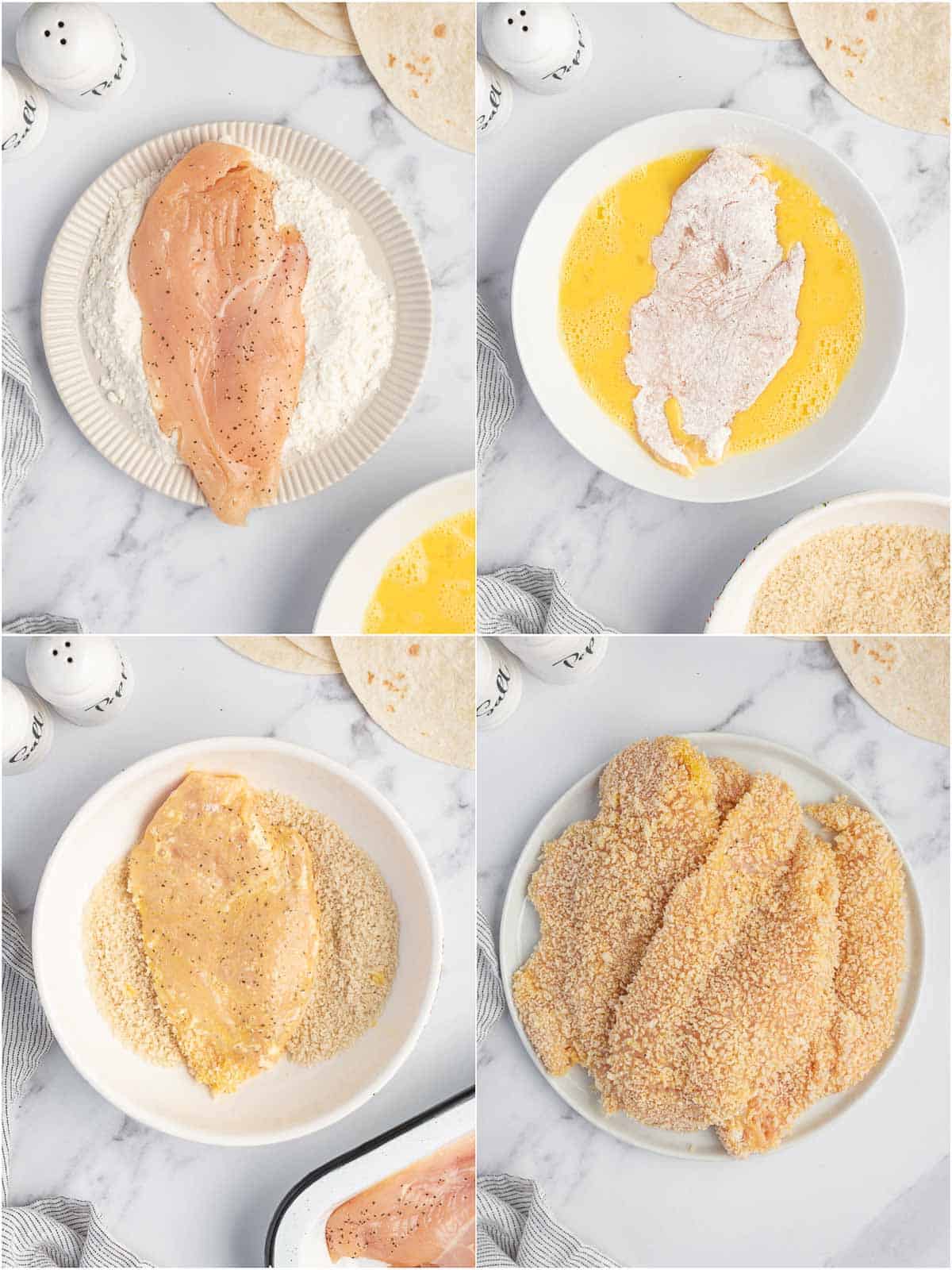 How to dredge chicken for pan frying.