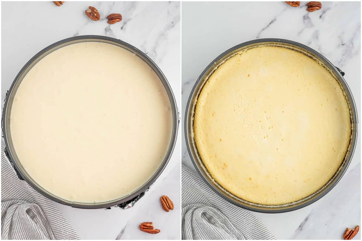 process of how to bake a cheesecake.