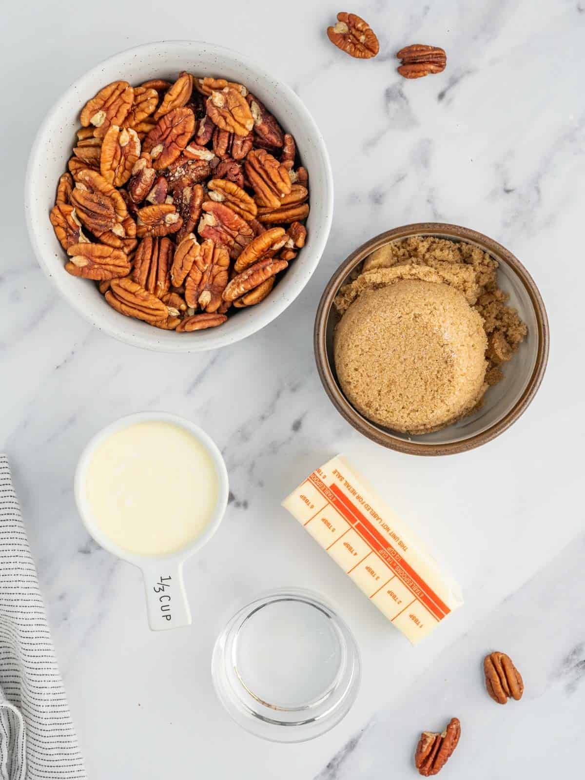 Ingredients needed for pecan topping.