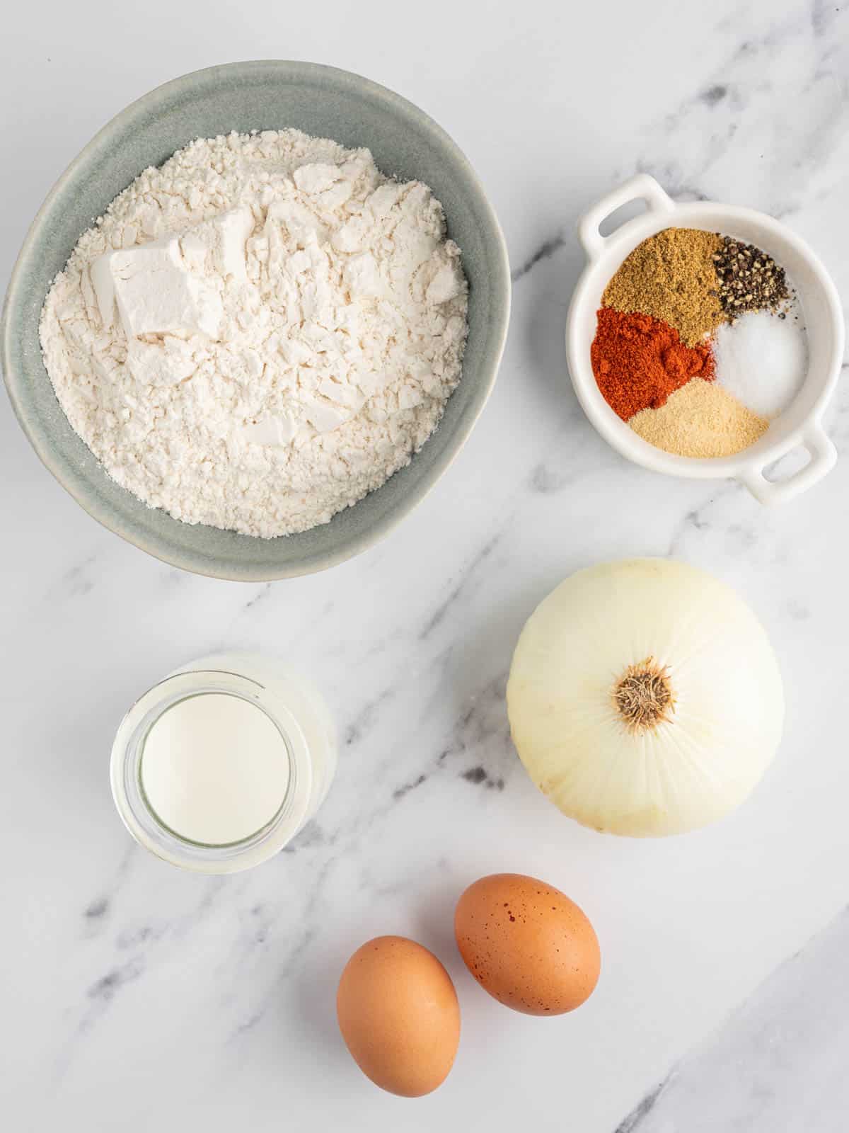 Ingredients needed for air fryer blooming onion.