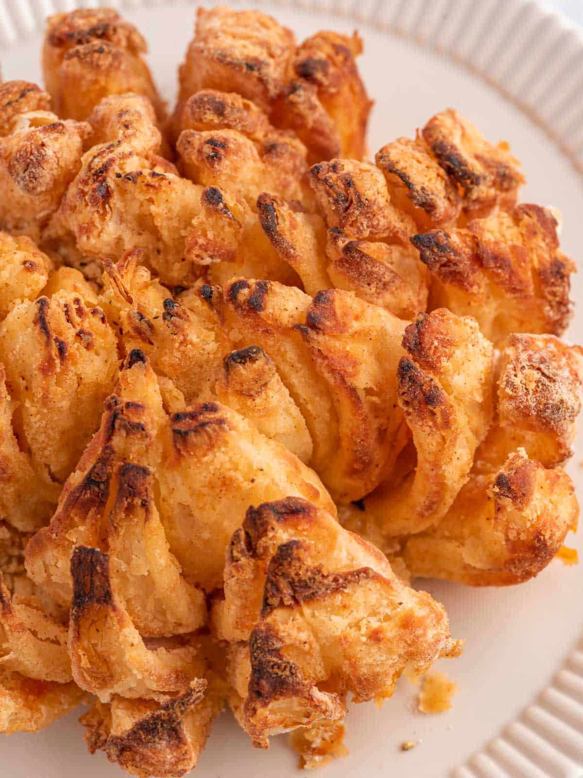 Homemade bloomin onion on a plate.