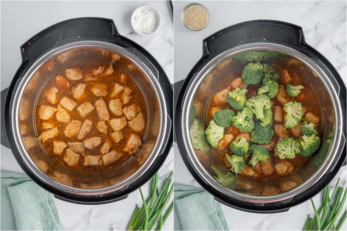 Steaming broccoli in instant pot.