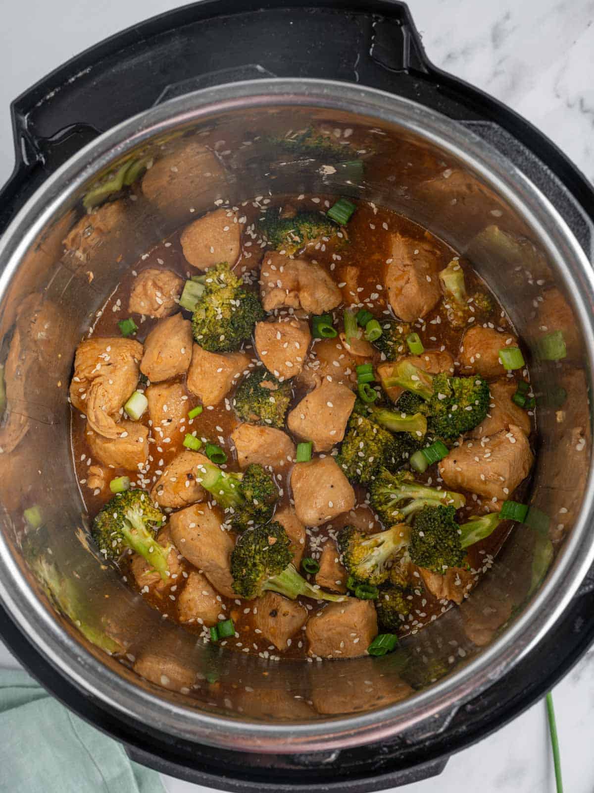 Chicken and broccoli in the instant pot.