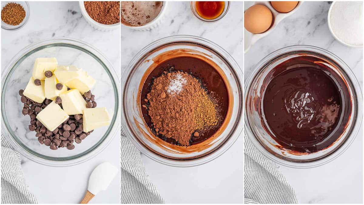 melting the chocolate for flourless chocolate torte.