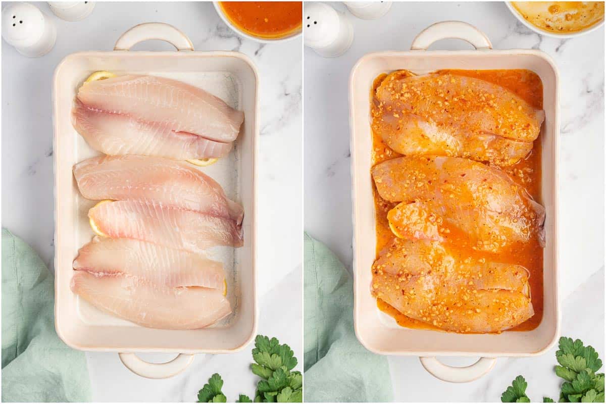 How to prepare the garlic butter tilapia in oven.