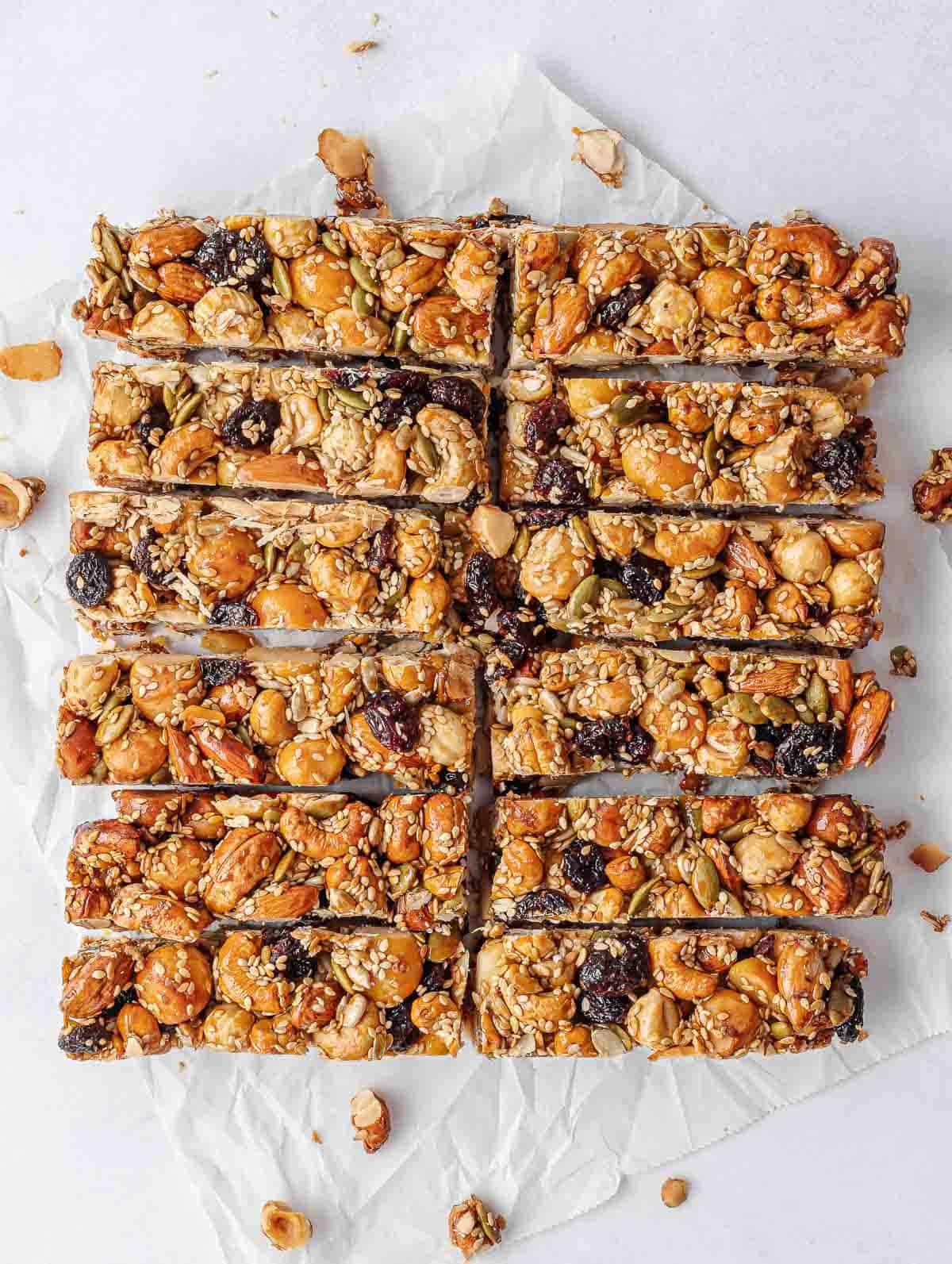 The best homemade KIND nut bars cut into individual bars.