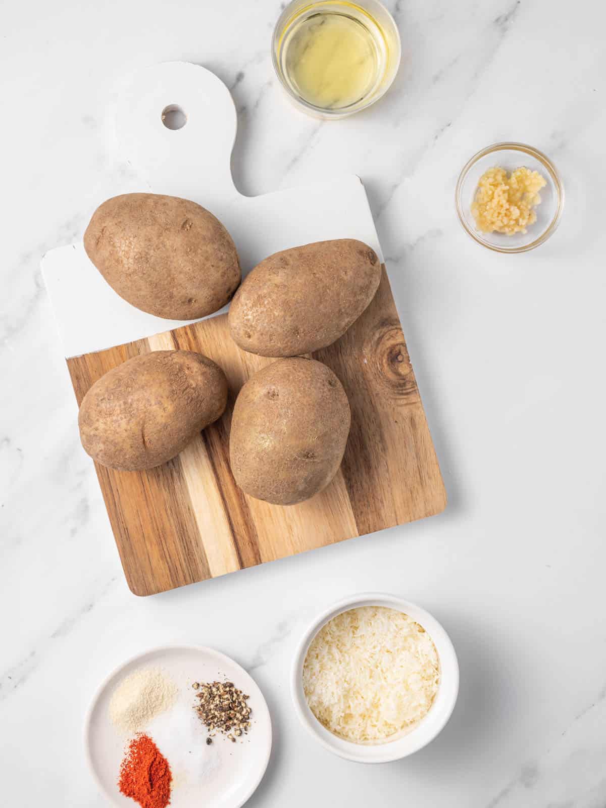 Ingredients needed for air fryer potato wedges.