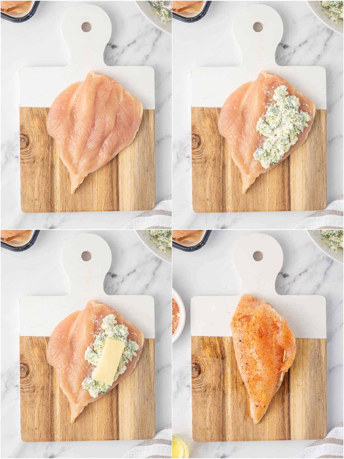 How to butterfly and stuff chicken breast.