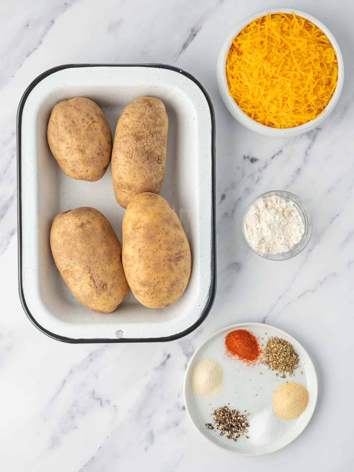 Ingredients needed for cheesy air fryer tater tots.