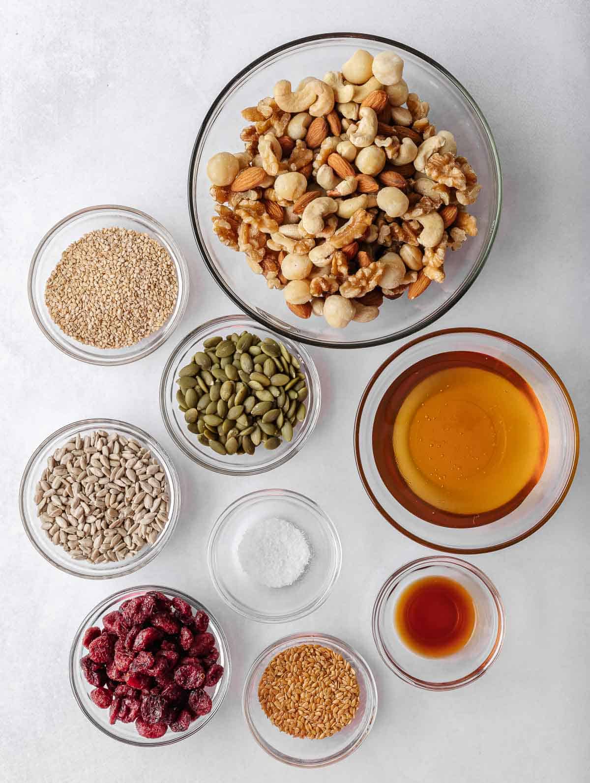 Ingredients needed for homemade kind nut bars.