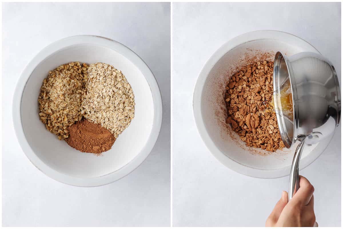 How to mix ingredients for simple granola recipes.