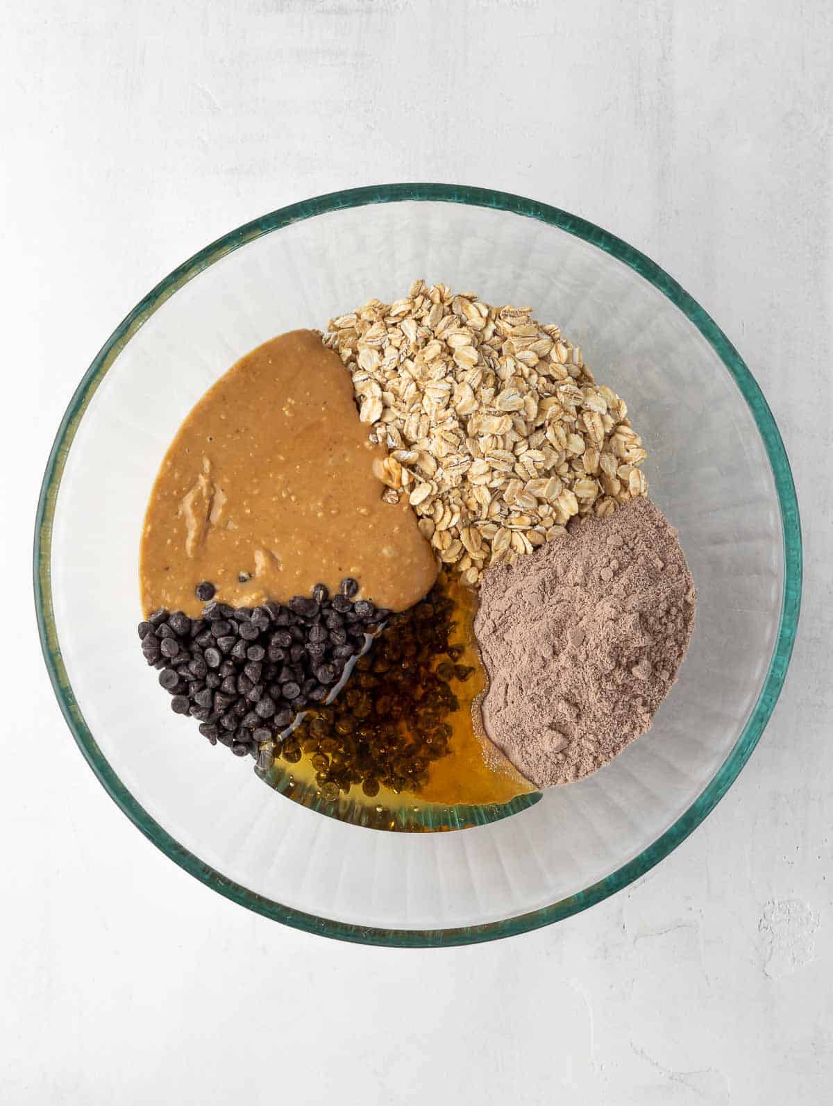 protein ball ingredients in a bowl.