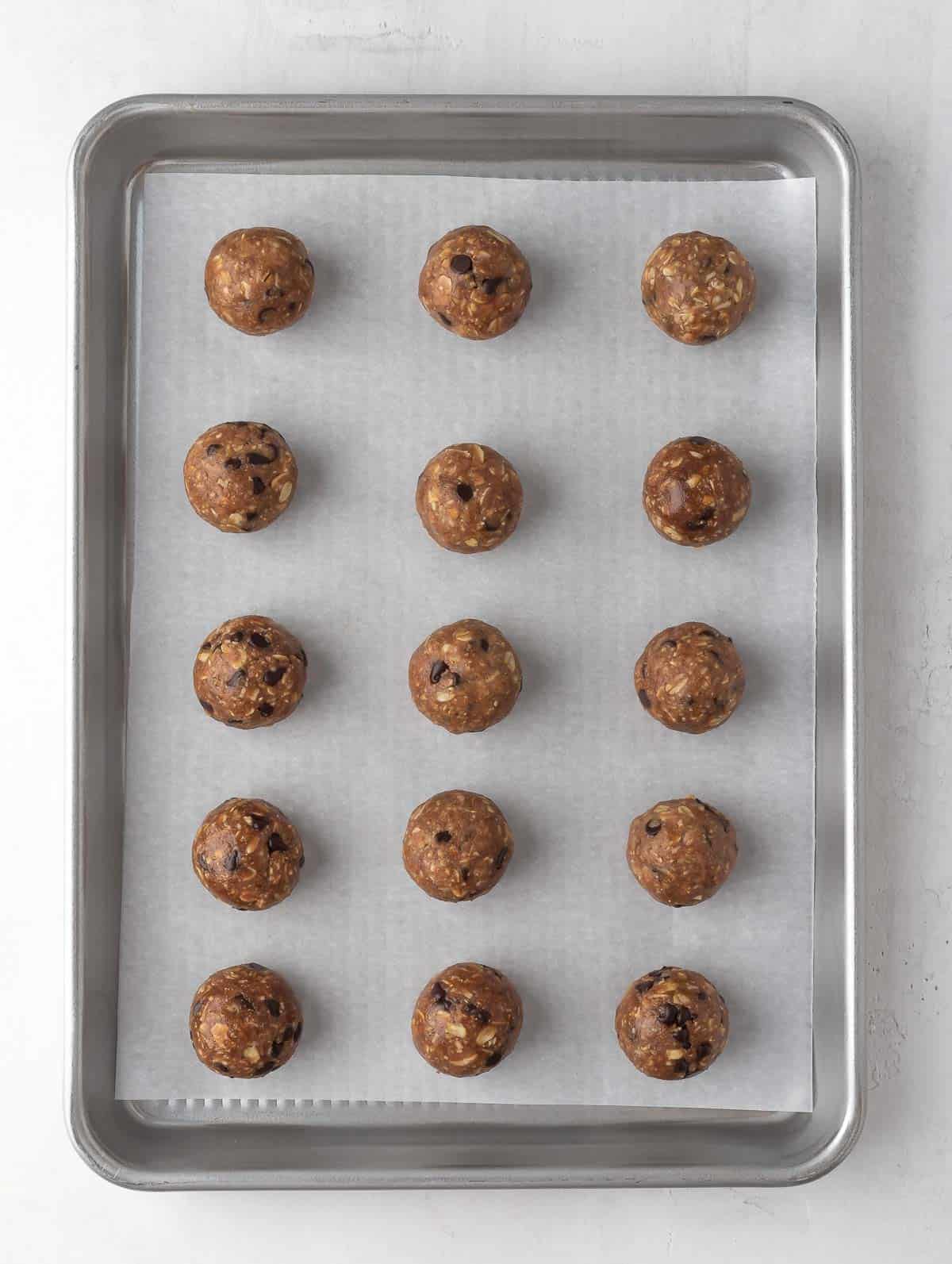 protein balls in a tray.