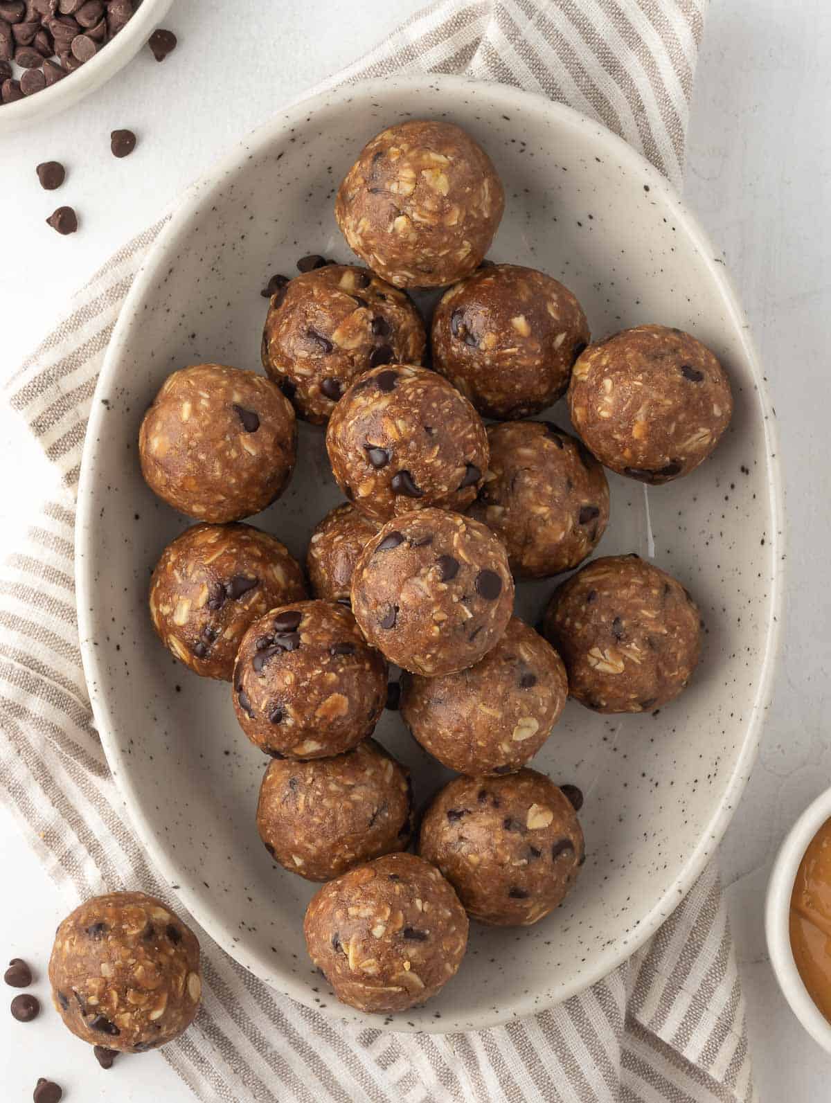 chocolate peanut butter balls in a bowl