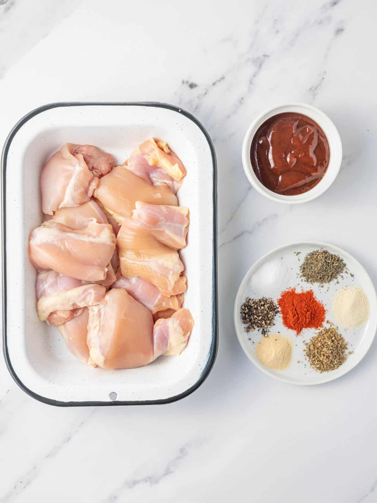 Ingredients needed for air fryer bbq chicken.