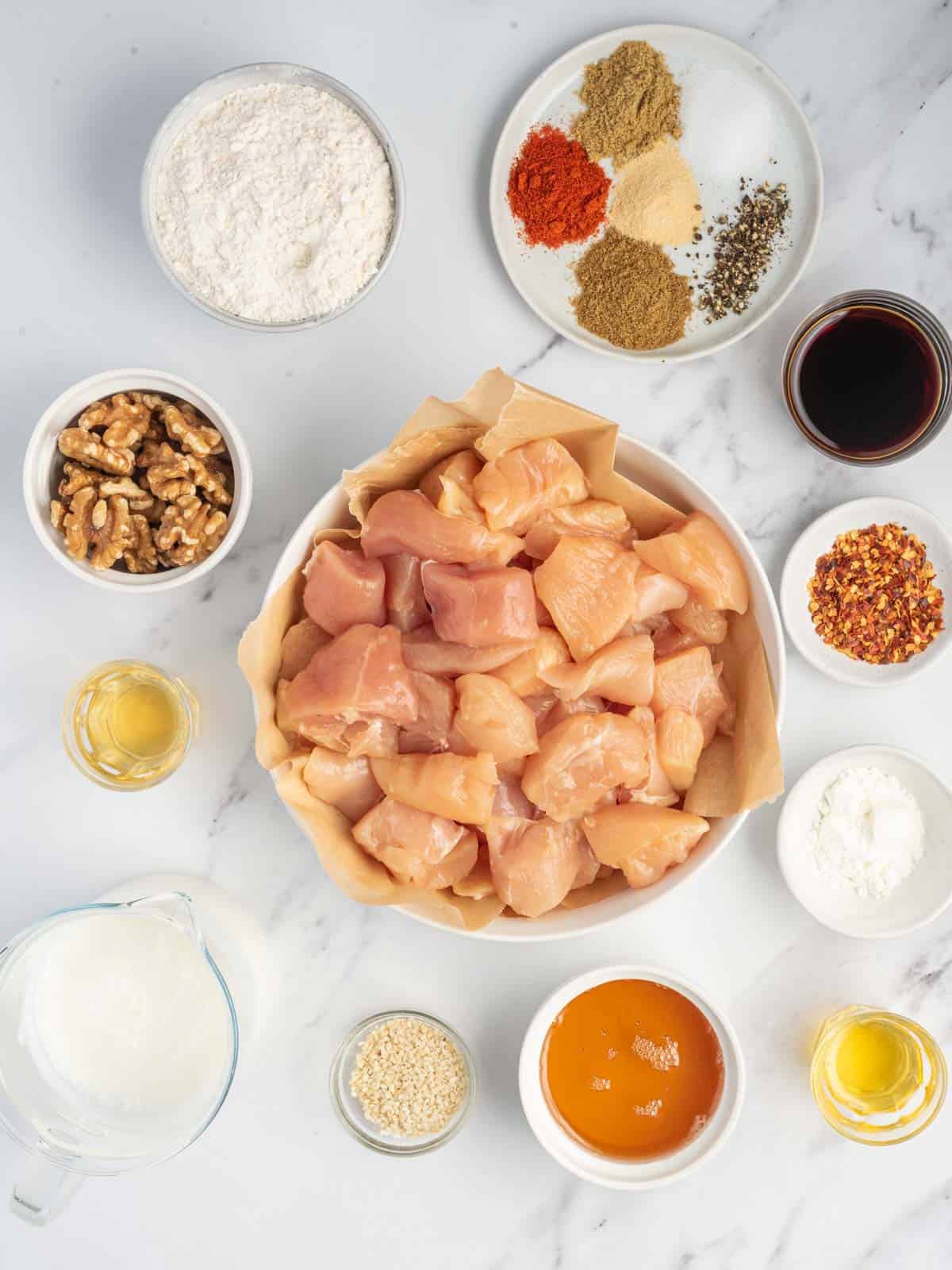 ingredients shots for honey walnut chicken