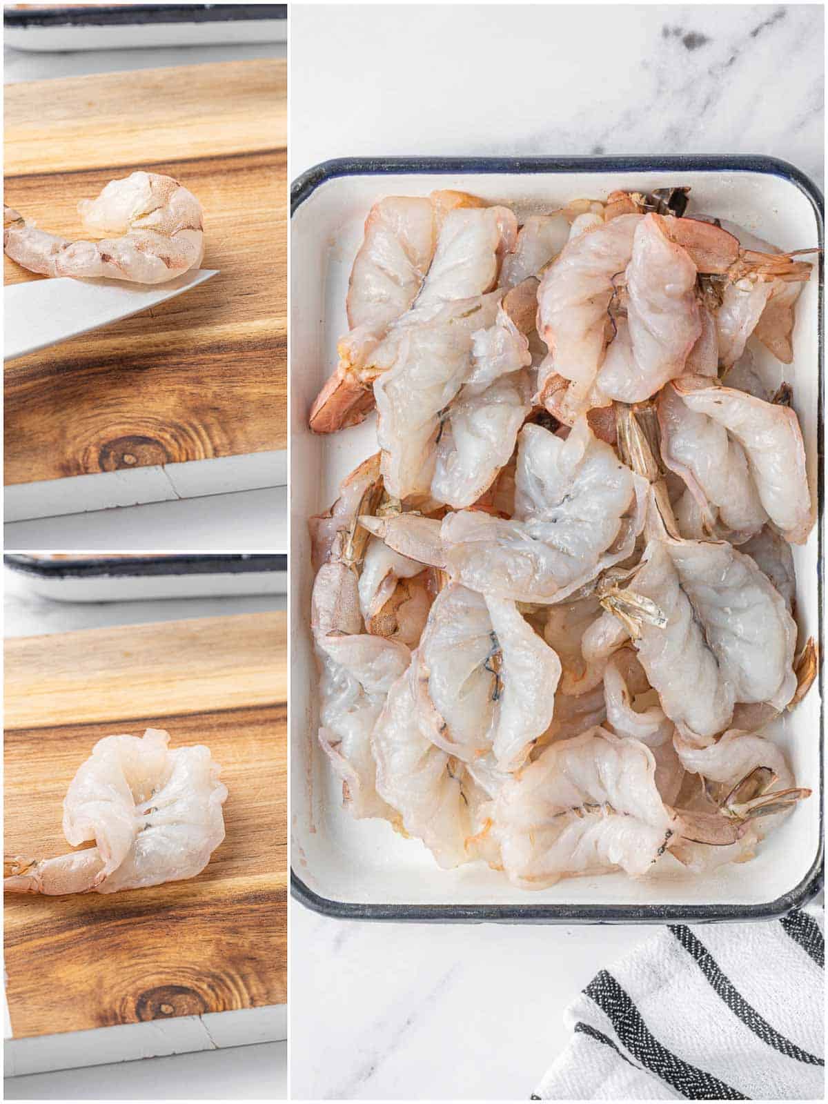 Process for how to butterfly shrimp.