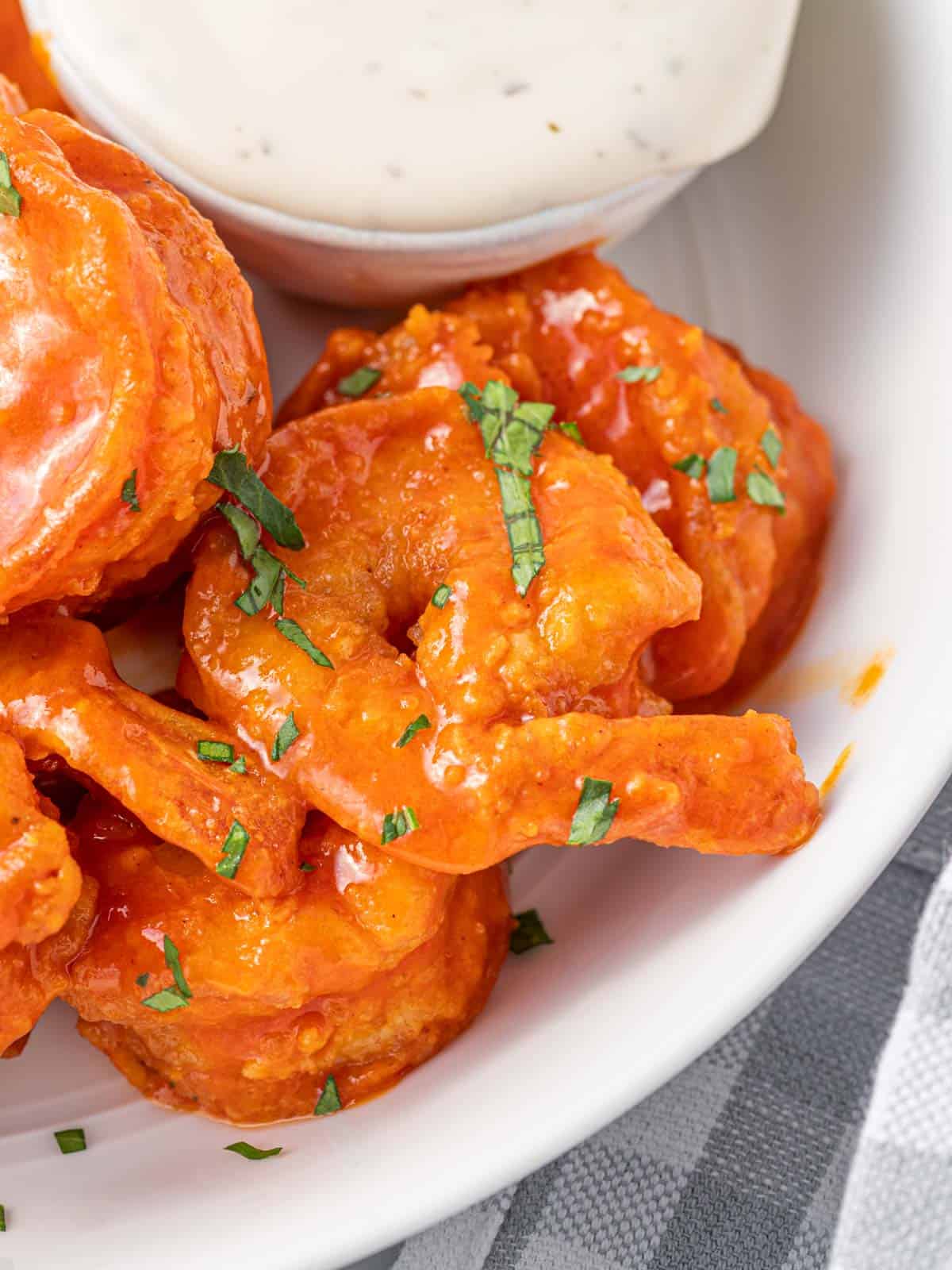 Closeup of buffalo shrimp.